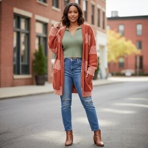 Free People Southport Beach Striped Cardigan - Cozy Knit Oversized Fit Boho - S